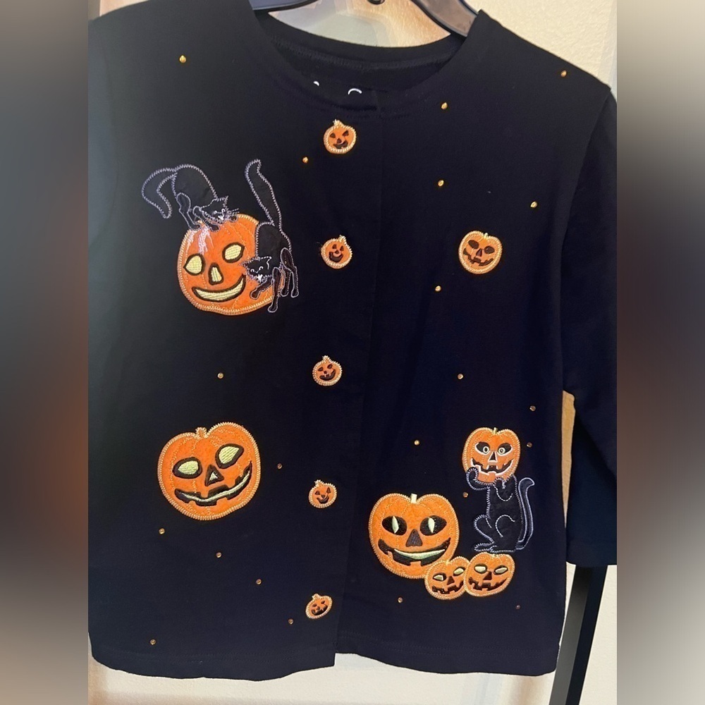 โถ๏ธ Onque โ๏ธ Halloween Black Cat Cardigan / Top ๐. Small - Picture 4 of 17
